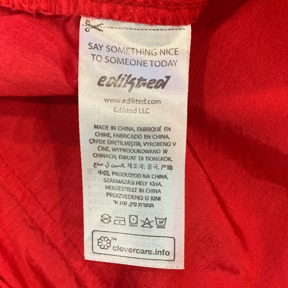 Edikted Red Rian Nylon Cargo Pants Size M/L - Dolls Kill - Picture 7 of 14